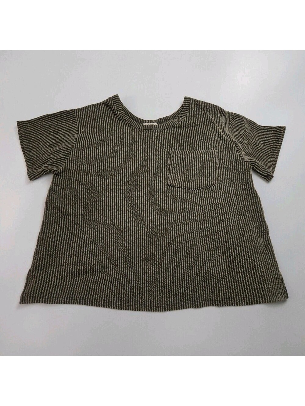 Andree By Unit Raised Rib Pocket Tee Shirt Charcoal Gray Knit Oversized Womens S